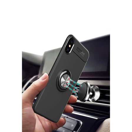 MEPA Najmaddin İphone Xs Max Kılıf Range Yüzüklü Silikon - Siyah-gold Najmaddin