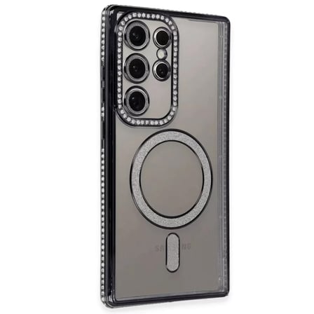 Sh Samsung Galaxy S24 Ultra Kılıf Joke Simli Magneticsafe Kılıf - Siyah Najmaddin
