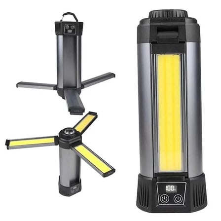 Sh Powermaster Pm-24566 35 Watt Usb - Type-c Girişli P50 Ve Cob Ledli 3 Kanatlı Kollu Çalışma Lambası Najmaddin