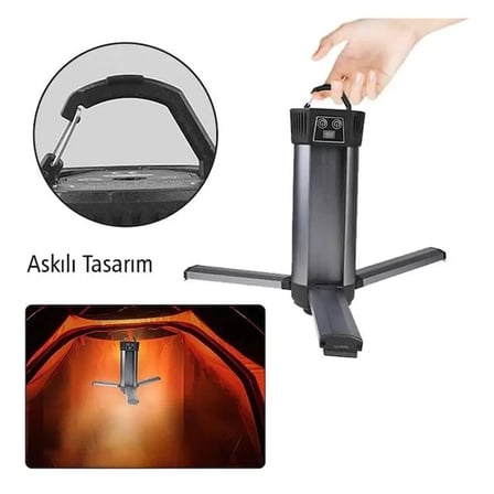 Sh Powermaster Pm-24566 35 Watt Usb - Type-c Girişli P50 Ve Cob Ledli 3 Kanatlı Kollu Çalışma Lambası Najmaddin