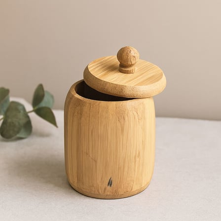 Tedar Kapaklı Ahşap Bambu Şekerlik 7.5 x 8.5 cm Najmaddin
