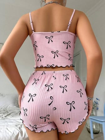 Beru Pembe Fiyonklu Askılı Şortlu Kadın Pijama Takımı, Yumuşak Kumaş, Şık Detaylar,yazlık Kadın Pijama Najmaddin