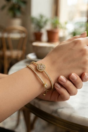 Hepsi Gold Renk Zirkon Taşlı Kadın Bileklik 5886 Najmaddin