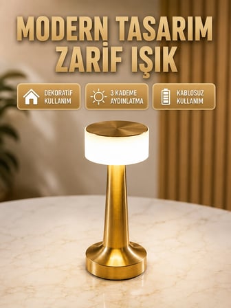 Karg Touch Gece Lambası – Dokunmatik Kontrol, Kablosuz Kullanım, Metal Gövde Yeni Nesil Najmaddin