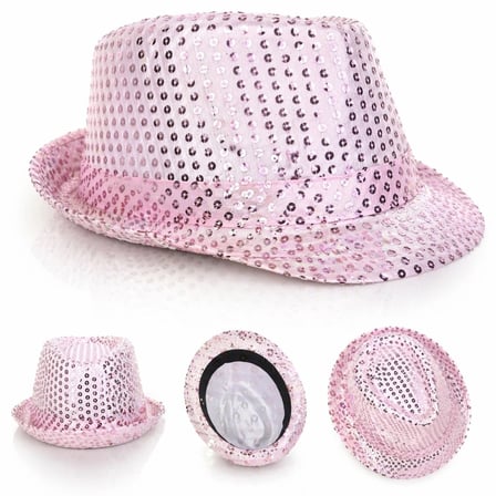 Mey Mey İthalat Pembe Payetli Disco Parti Şapkası Yetişkin Işıltılı Fötr Model Najmaddin