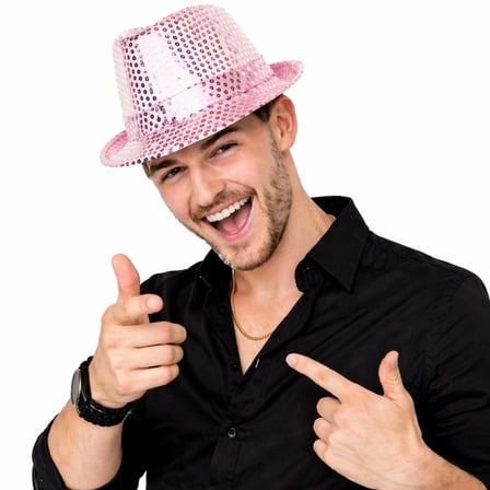 Mey Mey İthalat Pembe Payetli Disco Parti Şapkası Yetişkin Işıltılı Fötr Model Najmaddin