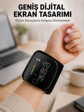 Hepsi Evde Günlük Kullanıma Uygun Şarjlı Bilekten Tansiyon Ölçüm Cihazı Najmaddin