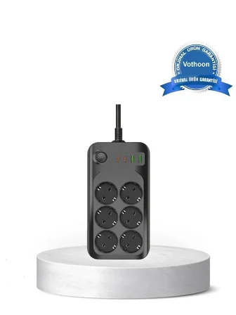 Karg Akım Korumalı 6’lı Priz 2xusb 2xtype-c Çıkış Yüksek Gerilim Koruma Çoklu Priz Çoğaltıcı Najmaddin