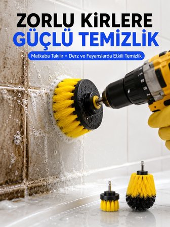 Karg 3 Parça Matkap Ucu Temizlik Fırçası Dayanıklı Naylon Kıllı Najmaddin