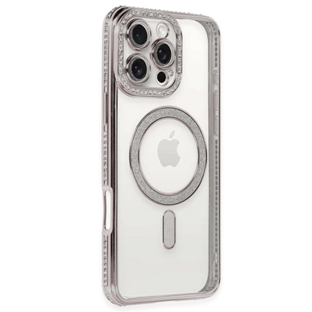 Bez iPhone 16 Pro Kılıf Joke Simli Magneticsafe Kılıf - Pembe Najmaddin