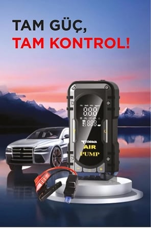 Karg 8000 Mah Taşnabilir Dijital Ekranlı Araç Akü Takviyeli,powerbank,ışıklı Oto Hava Kompresörü Najmaddin