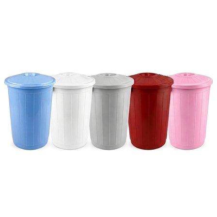 Çe Çöp Kovası 70 Lt Çöp Kovası Kapaklı Büyük Boy Çöp Bidonu Dayanıklı Çöp Kovası - Gri Najmaddin