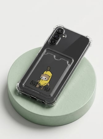 Hepsi Samsung Galaxy A16 Boş Yapma Muz Detaylı Kart Bölmeli Şeffaf Telefon Kılıfı Najmaddin