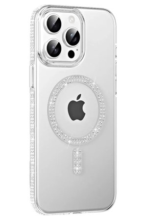 Sh Joko Apple İphone 15 Pro Move Taşlı Magsafe Kapak - Natural Grey Najmaddin