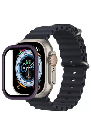 Sh Newface Apple Watch Ultra 49mm Alüminyum Kasa Cam Ekran Koruyucu - Mor Najmaddin