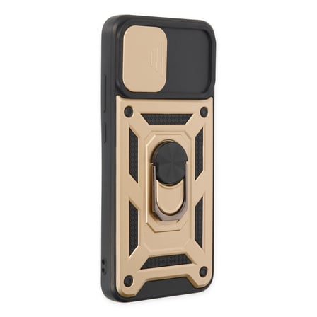 Bez Galaxy A03 Kılıf Pars Lens Yüzüklü Silikon - Gold Najmaddin