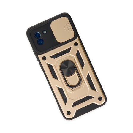 Bez Galaxy A03 Kılıf Pars Lens Yüzüklü Silikon - Gold Najmaddin