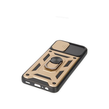 Bez Galaxy A03 Kılıf Pars Lens Yüzüklü Silikon - Gold Najmaddin