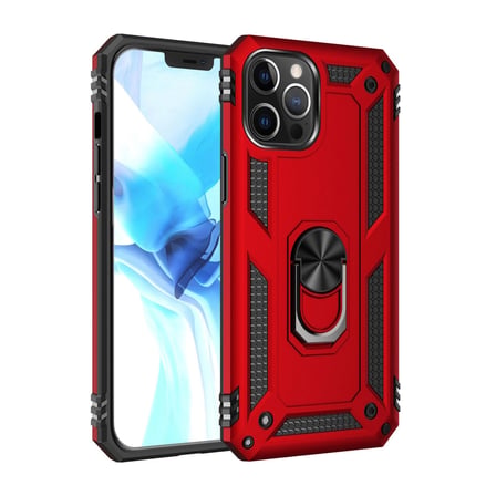 MEPA Najmaddin İphone 12 Pro Max Kılıf Sofya Yüzüklü Silikon Kapak - Kırmızı Najmaddin