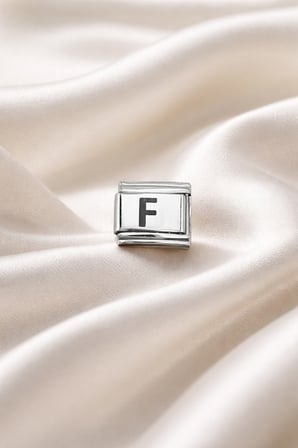 Bez F Harf Charm , Çelik Bileklik Aksesuarı , Kişiye Özel Harf Modülü , Şık & Minimal Najmaddin