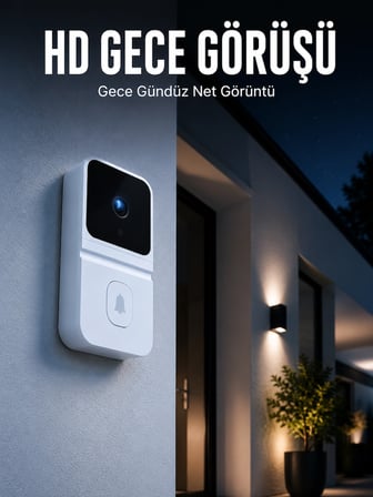 Karg Beyaz Akıllı Güvenlik Kapı Zili | Telefon Kontrollü Wi-fi Görüntülü Kapı Zili Najmaddin