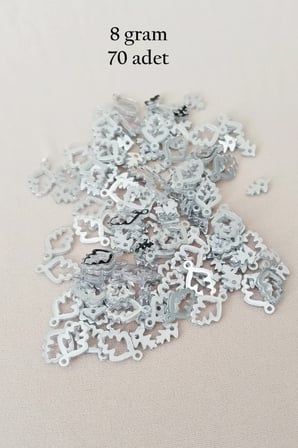 Tedar Oya Abiye Bileklik Kolye Pleksi Metalik Plastik Pul Gümüş Renk 8 gram 70 adet - BNC513 Najmaddin