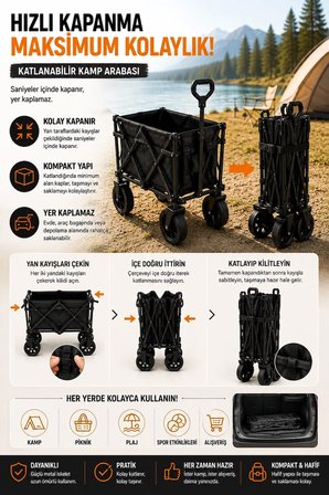 Mey Mey İthalat Piknik Kamp Arabası Masalı Geniş Tekerlekli Taşıma ve Yük Arabası 130 Kg Najmaddin
