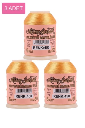 Tedar 3 Adet Altınbaşak Oya ve Dantel İpi 20 gr - Royaleks - No: 450 Najmaddin