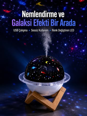 Mey Mey İthalat USB bağlantılı projektör ışıklı taşınabilir mini hava nemlendirici ve aroma difüzörü Najmaddin