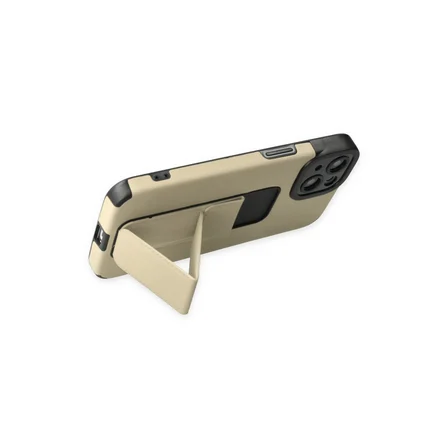 Bez iPhone 14 Plus Kılıf Mega Standlı Silikon - Gold Najmaddin