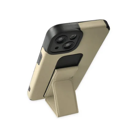 Bez iPhone 14 Plus Kılıf Mega Standlı Silikon - Gold Najmaddin