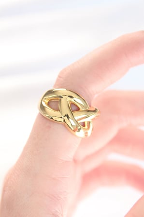 Bez Düğüm Model Gold Renk Ayarlanabilir Yüzük Najmaddin