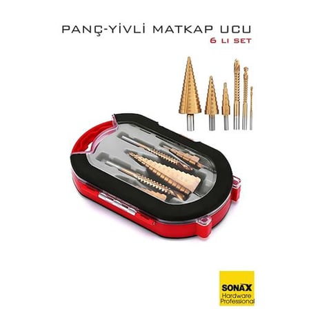 Arab 6'lı Titanyum Kaplama Kademeli Panç Matkap Ucu Seti – Metal, Ahşap ve Plastik için