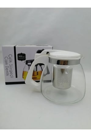 Tedar Çelik Süzgeçli Cam Demlik 900 Ml. Royaleks-8882 Najmaddin