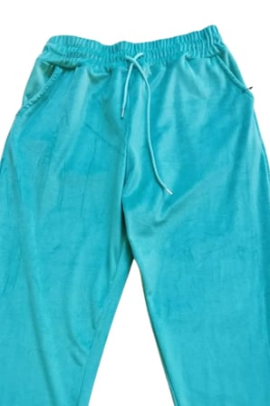 Tedar Parlak Kadife Cepli Pantolon Eşofman Pijama Altı Unisex Lastikli Paça Yeşil Najmaddin
