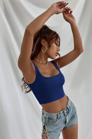 Beru Kadın Lacivert Kalın Askılı Crop Top Büstiyer Najmaddin