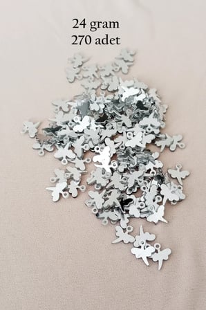 Tedar Oya Abiye Bileklik Kolye Pleksi Metalik Plastik Pul Gümüş Renk 24 gram 270 adet - BNC563 Najmaddin
