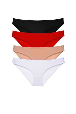 Tedar 4 adet Süper Eko Set Likralı Kadın Slip Külot Siyah Kırmızı Ten Beyaz Najmaddin