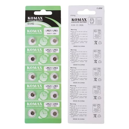 Sh Komax Ag-0 Alkalin Lr521/379 Düğme Pil 10'lu Paket Najmaddin
