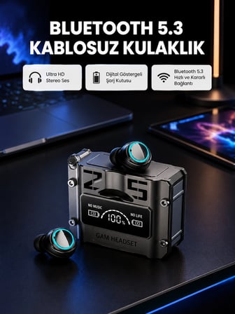 Mey Mey İthalat Kablosuz Bluetooth 5.3 Kulaklık – Aktif Gürültü Engelleme ve Gecikmesiz Oyun Modu Najmaddin