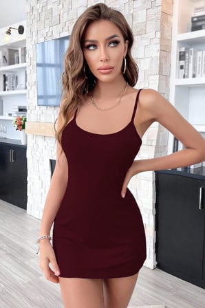 Beru Kadın Bordo Sırt Kısmı Komple Dantelli Mini Gecelik Najmaddin