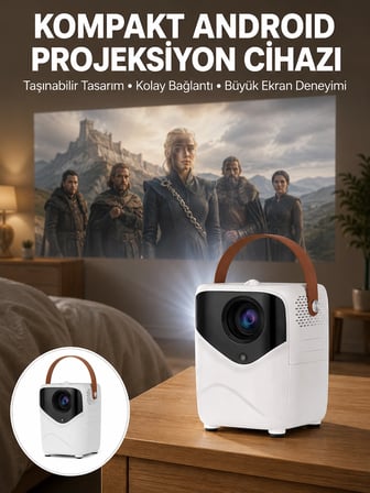 Mey Mey İthalat Projeksiyon Ev Sineması Bluetooth 4k HD Kaliteli Görüntü Kumandalı Yeni Nesil Najmaddin