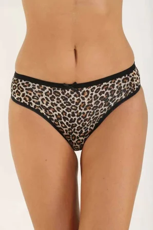 Beru 6 Adet Likralı Kadın Slip Külot Leopar Sarı Mavi Najmaddin