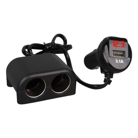 Sh Olesson 1641 12-24v Çiftli Usbli 120w 80cm Kablolu Dijital Ekranlı Araç Çakmak Çoklayıcı Najmaddin