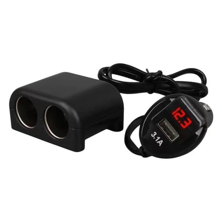 Sh Olesson 1641 12-24v Çiftli Usbli 120w 80cm Kablolu Dijital Ekranlı Araç Çakmak Çoklayıcı Najmaddin