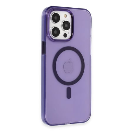 Bez iPhone 14 Pro Kılıf Tron Şeffaf Magsafe Kapak - Derin Mor Najmaddin