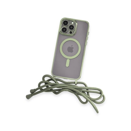 Bez iPhone 12 Pro Kılıf Divo Lazer Askılı Magsafe Kapak - Koyu Yeşil Najmaddin