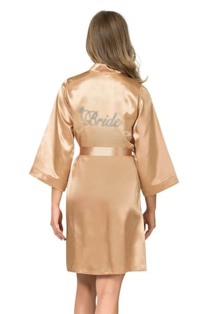 Beru Gold Kısa Saten Bride Sabahlık Najmaddin