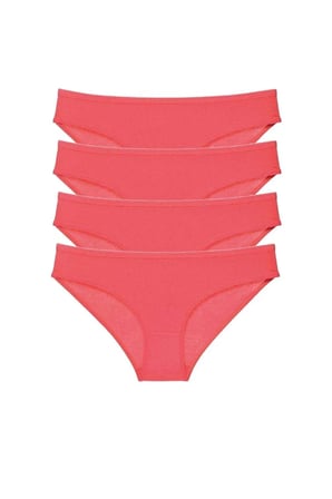 Tedar 4 adet Süper Eko Set Likralı Kadın Slip Külot Kırmızı Najmaddin