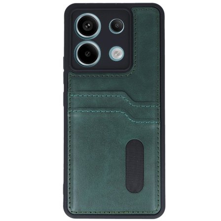 MEPA Najmaddin Xiaomi Redmi Note 13 Pro 4g Kılıf Sara Kartvizitli Deri Kılıf - Koyu Yeşil Najmaddin